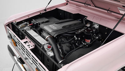 1966 Pink Classic Ford Bronco Coyote Series Roadster with White Leather Interior and Custom Pink Flooring