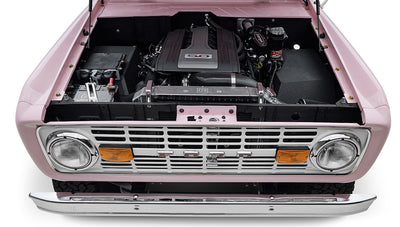 1966 Pink Classic Ford Bronco Coyote Series Roadster with White Leather Interior and Custom Pink Flooring