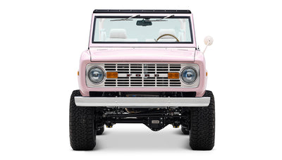 1966 Pink Classic Ford Bronco Coyote Series Roadster with White Leather Interior and Custom Pink Flooring