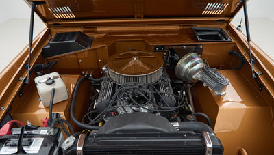 Close-up view of engine components in Classic Ford Bronco's engine bay