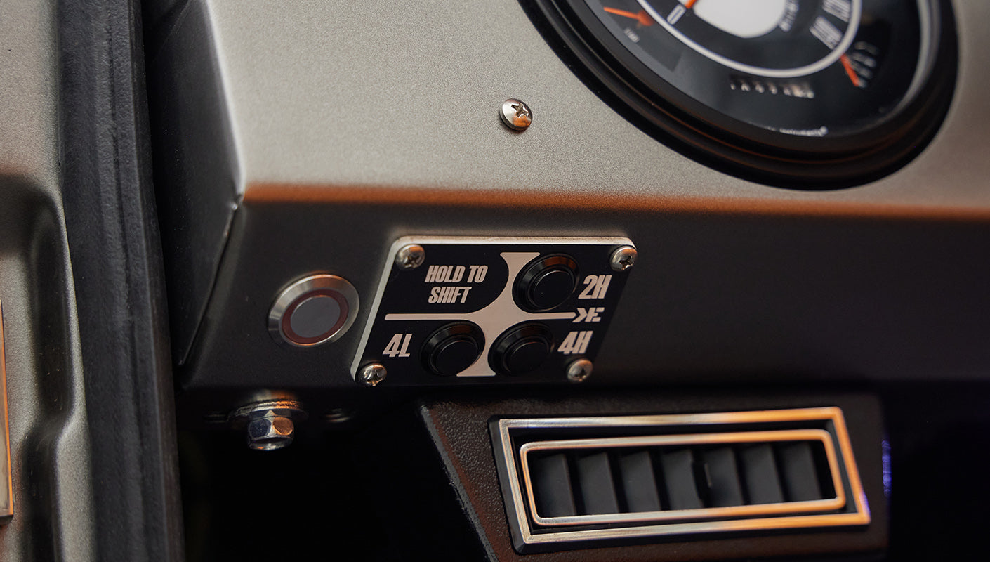 1972 classic ford bronco in matte silver with orange leather interior transfer case