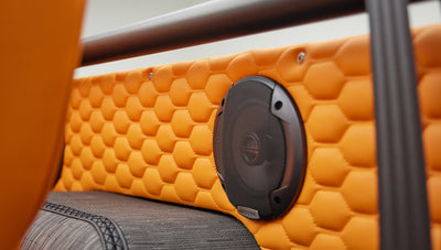 1972 classic ford bronco in matte silver with orange leather interior rear panel speakers