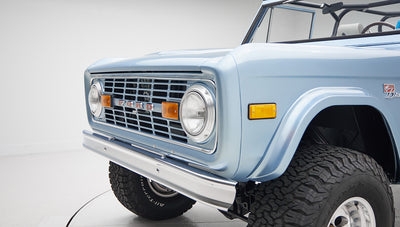 1973 brittany blue 302 series with gray leather front grill