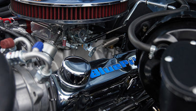 1973 brittany blue 302 series with gray leather 302 motor detail