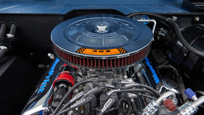 1973 brittany blue 302 series with gray leather 302 motor detail