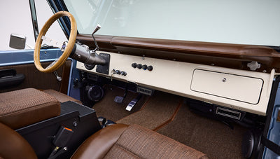 1974 Blue Classic Ford Broncos Coyote Series with custom leather interior, custom carpet and family roll cage