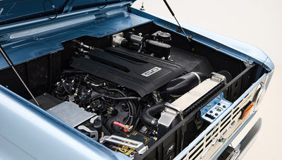 1974 Blue Classic Ford Broncos Coyote Series with custom leather interior, custom carpet and family roll cage