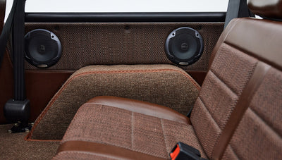 1974 Blue Classic Ford Broncos Coyote Series with custom leather interior, custom carpet and family roll cage