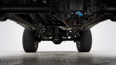 Undercarriage view focusing on rear axle and suspension components of Classic Ford Bronco