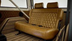 Rear interior seat in brown leather with diamond quilting inside Classic Ford Bronco