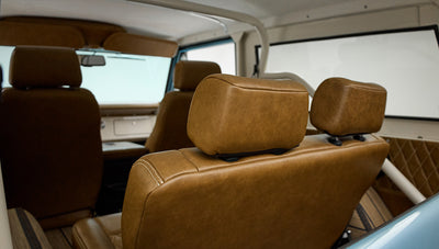 Back of front seats and interior side panel with speakers in Classic Ford Bronco