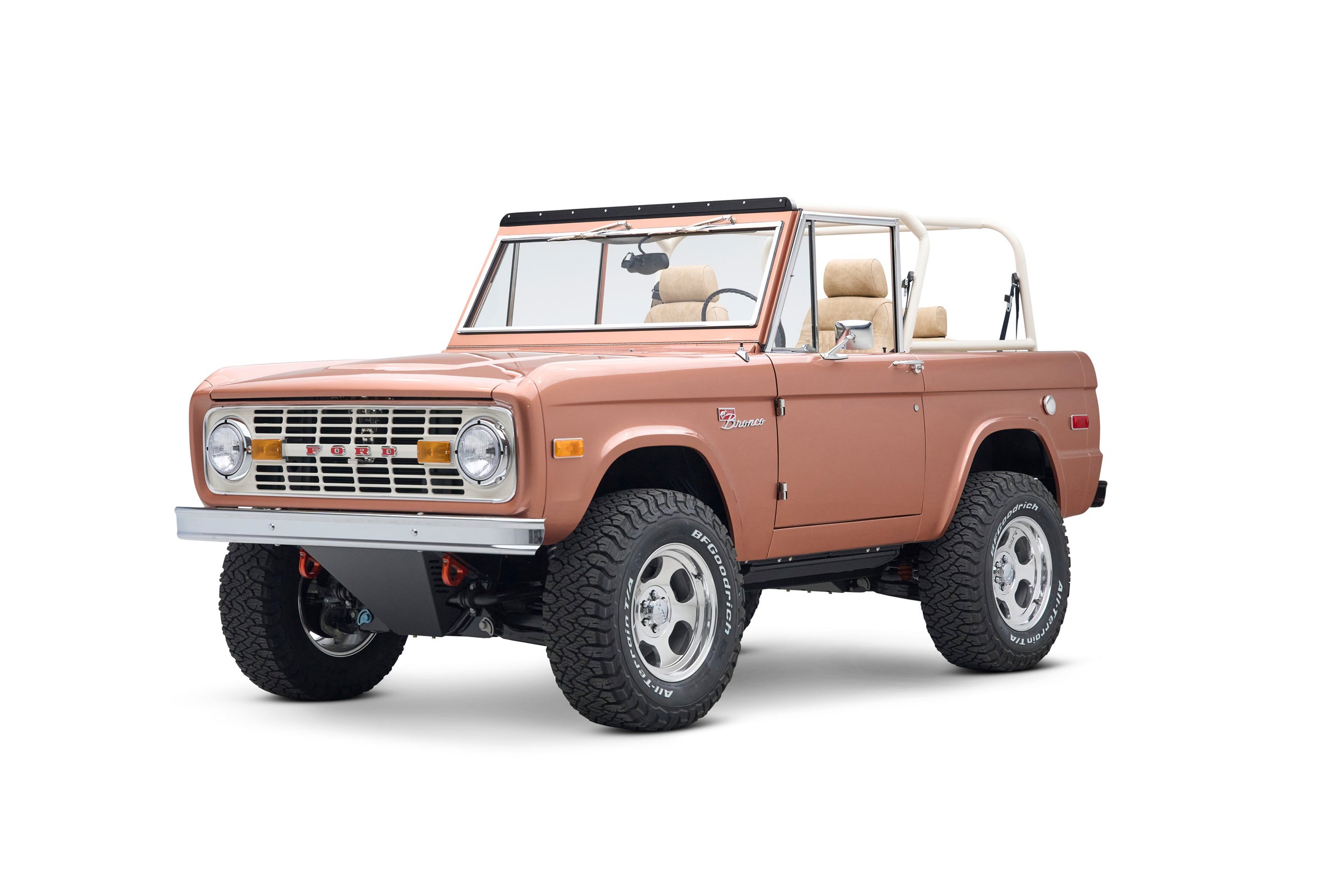 Classic Ford Bronco Paloma EV, side view isolated on white background