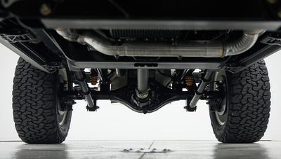 Underside view of rear axle and suspension of Classic Ford Bronco