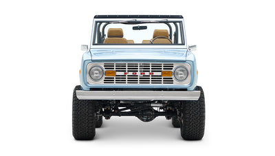 1973 Ford Bronco in Brittany Blue over Whiskey leather front