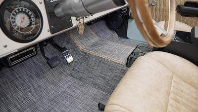 1973 classic ford bronco in diamond blue with butterscotch leather interior, vintage decals and chrome trim custom carpet