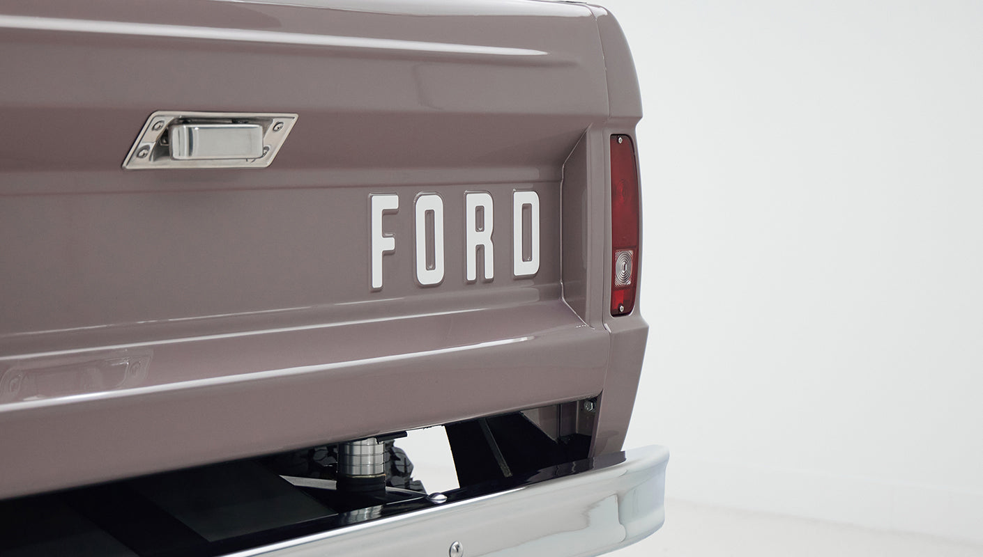 Rear tailgate with large FORD letters on Classic Ford Bronco