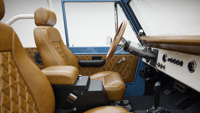1974 classic ford bronco in stars & stripes blue with whiskey leather interior