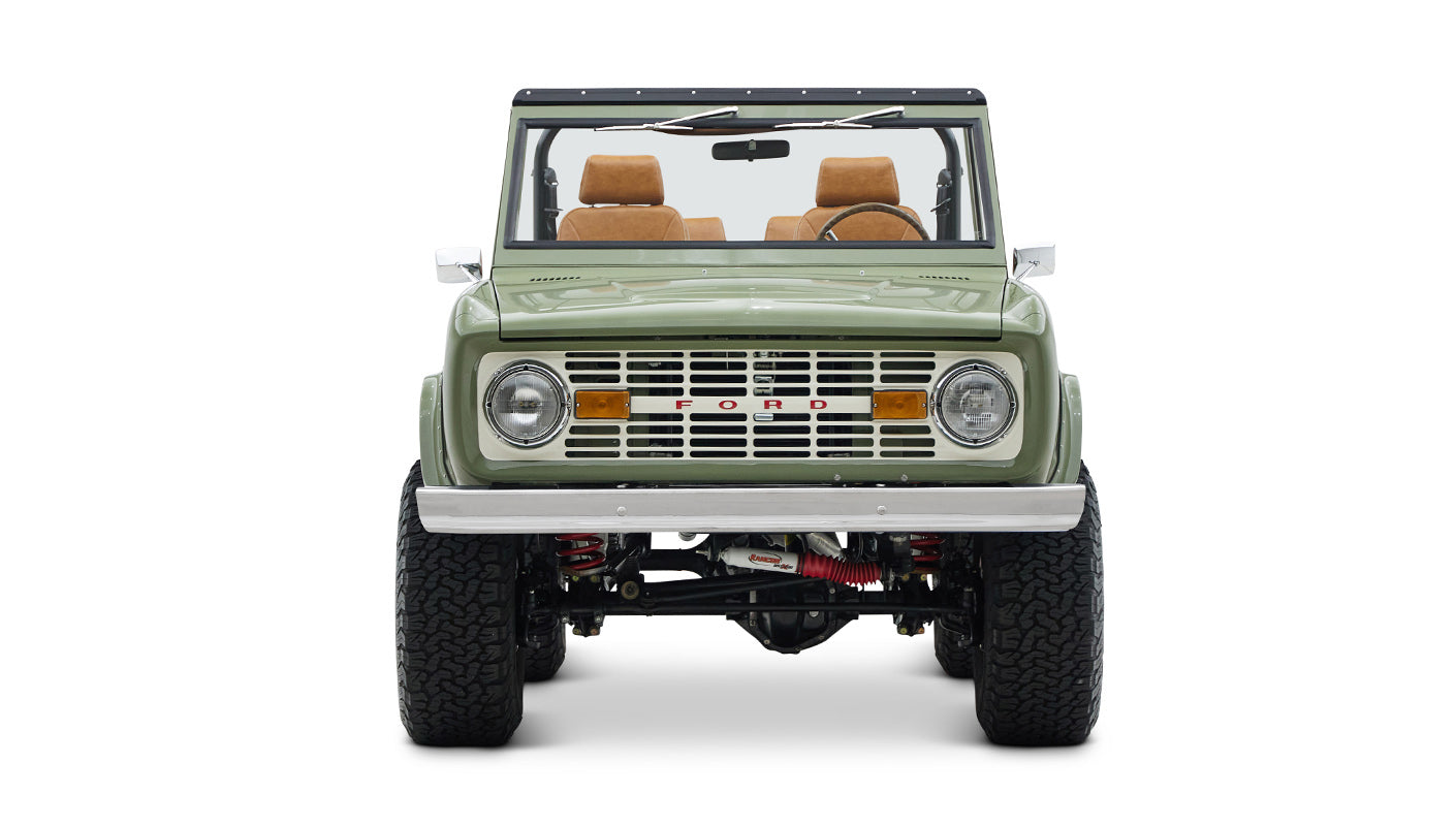 1976 classic ford bronco in boxwood green with ball glove leather front