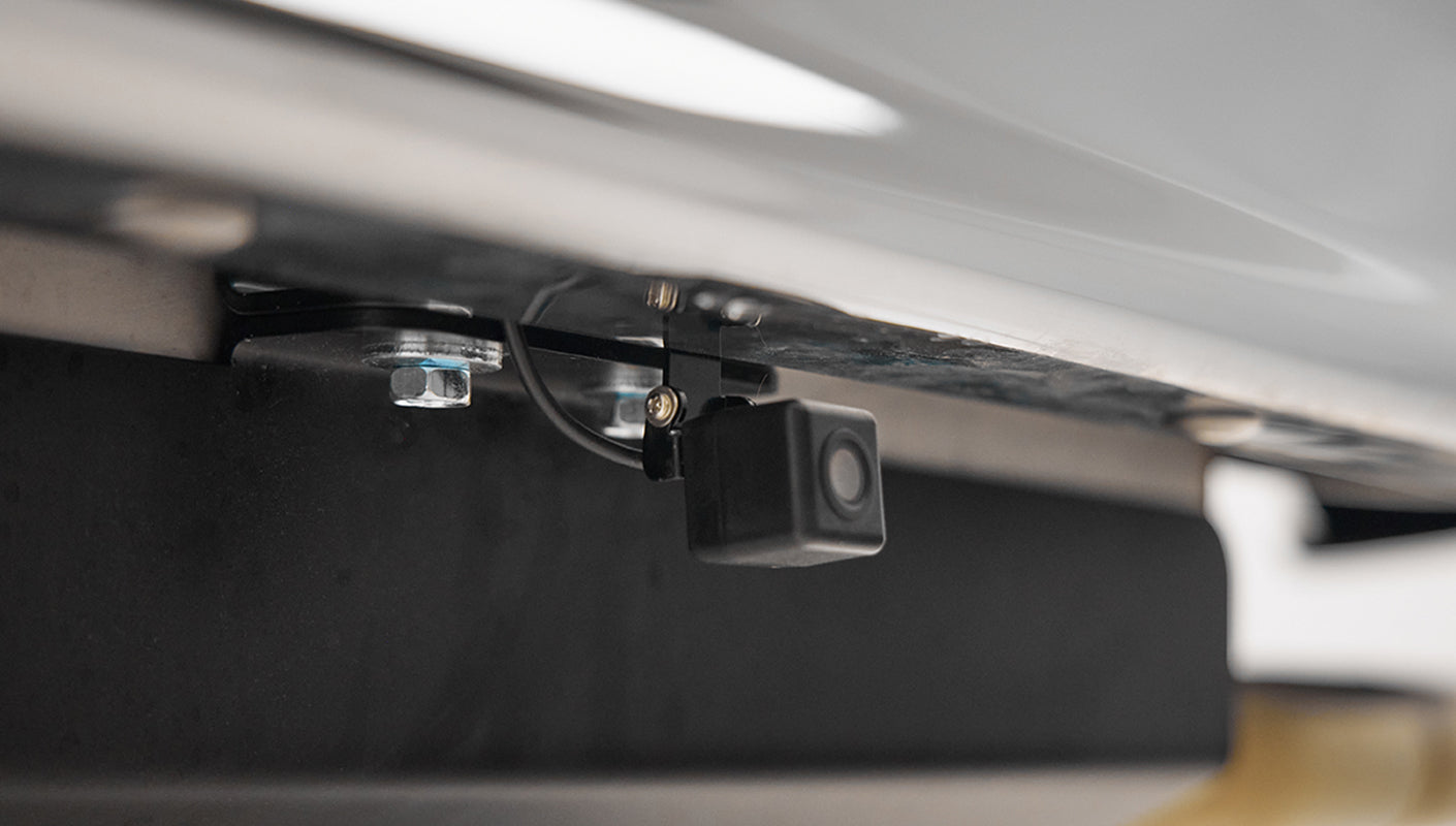 1975 ford bronco painted brittany blue with cowboy debossed, baseball stitch leather backup camera