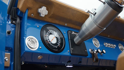 Detailed view of Classic Ford Bronco interior dashboard and controls