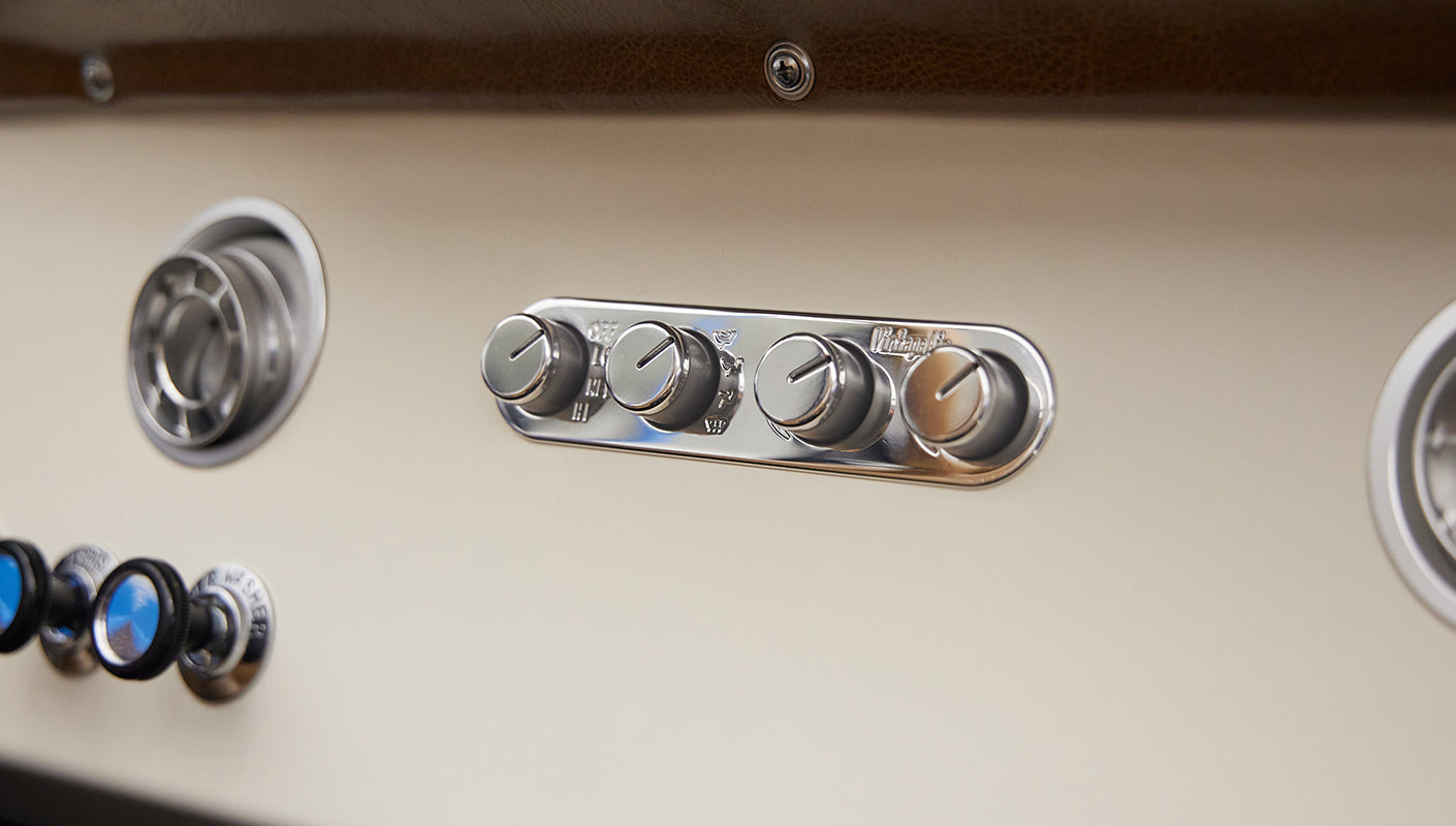 1976 classic ford bronco in blue patina paint with whiskey leather interior climate controls
