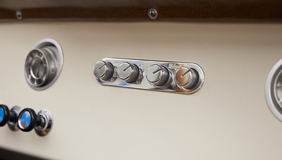 1976 classic ford bronco in blue patina paint with whiskey leather interior climate controls