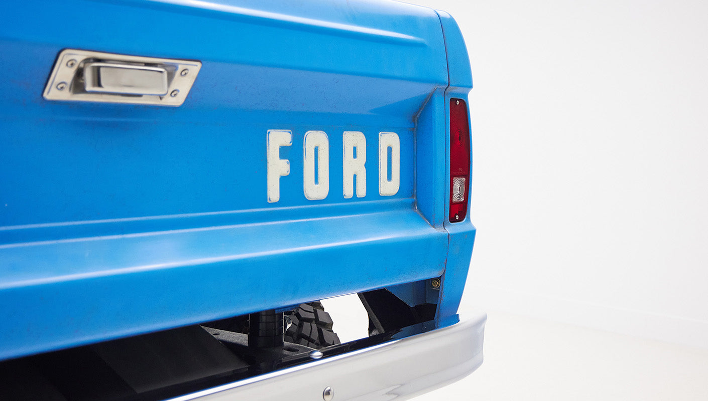 1976 classic ford bronco in blue patina paint with whiskey leather interior ford lettering