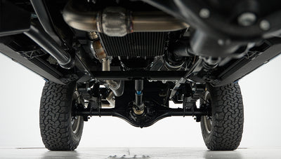 Underside view of Classic Ford Bronco rear axle and suspension system
