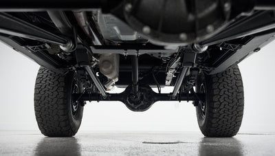 View of rear axle and leaf springs under Classic Ford Bronco