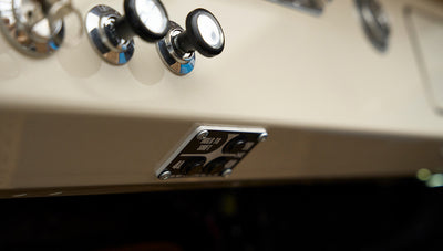 Control panel with hold to shift and 4-wheel drive buttons on Classic Ford Bronco dashboard