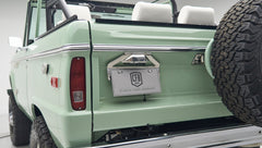 Tailgate and rear light of green Classic Ford Bronco with CFB license plate