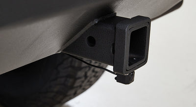 Rear hitch with backup camera mounted underneath a Classic Ford Bronco