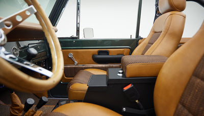 1973 classic ford bronco in highland green console