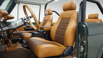 1973 classic ford bronco in highland green driver seat