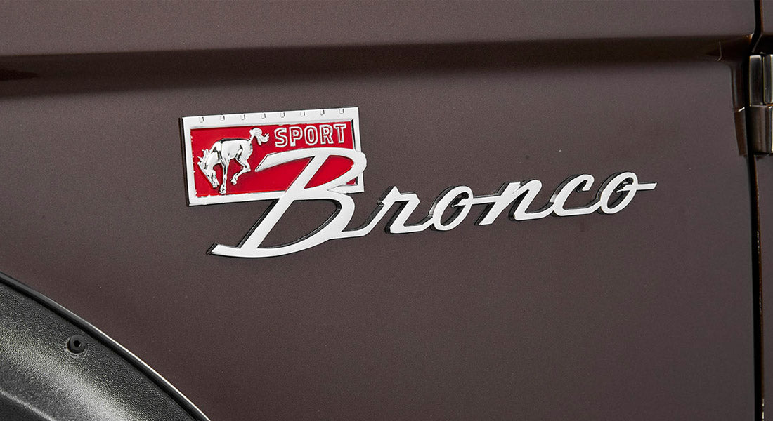 Classic Ford Bronco side emblem reading 'Sport Bronco' with horse logo
