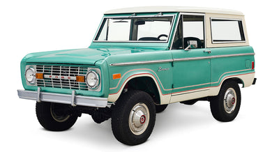 Restored Ford Bronco 1977 Light Jade 302 v8 with Wimbledon White Hard Top