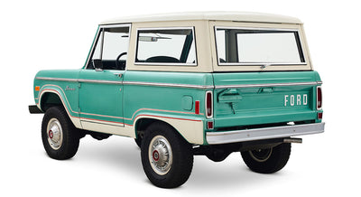 Restored Ford Bronco 1977 Light Jade 302 v8 with Wimbledon White Hard Top