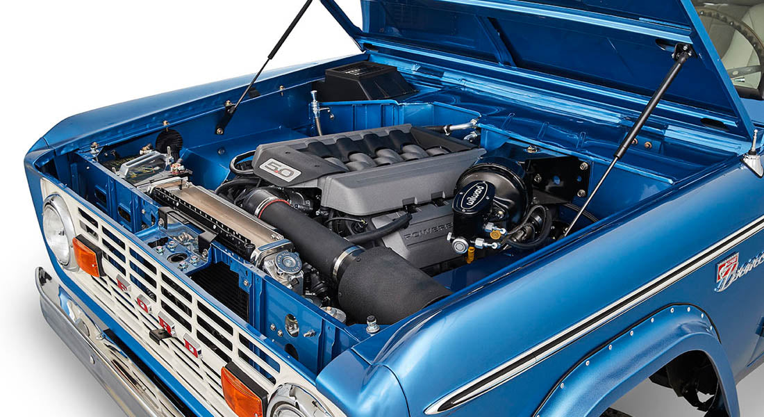 Classic Ford Bronco engine bay