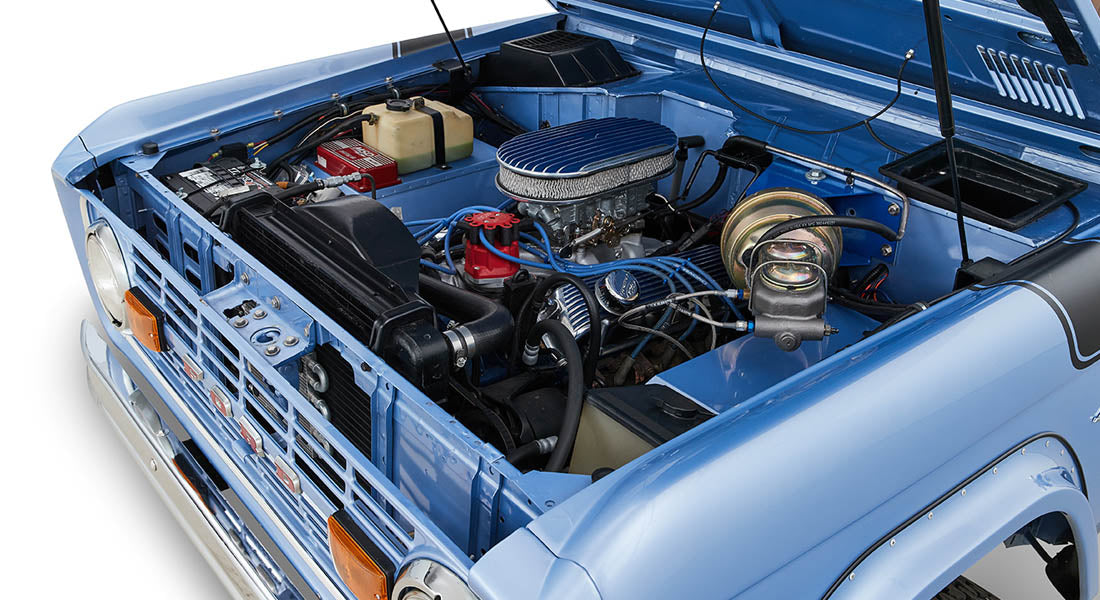 Classic Ford Bronco engine bay