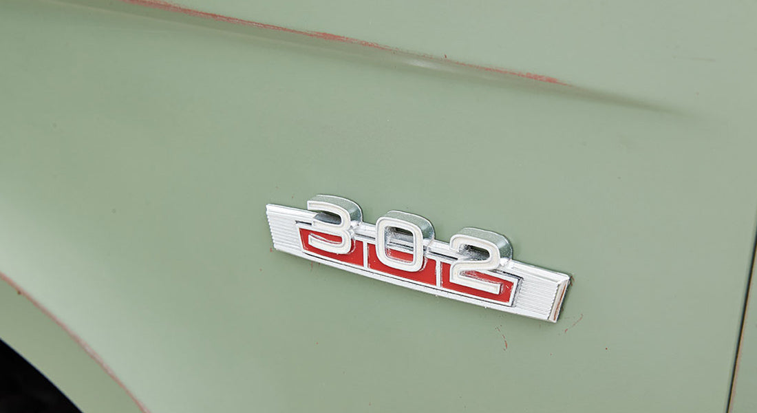 3.0 2 chrome emblem on light green vehicle body