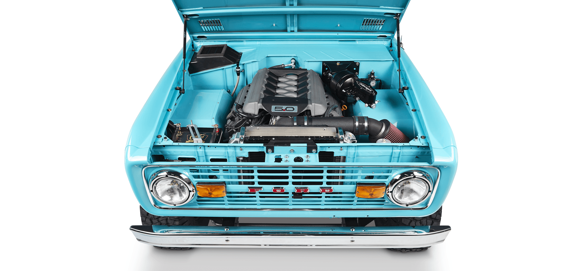 Classic Ford Bronco engine bay