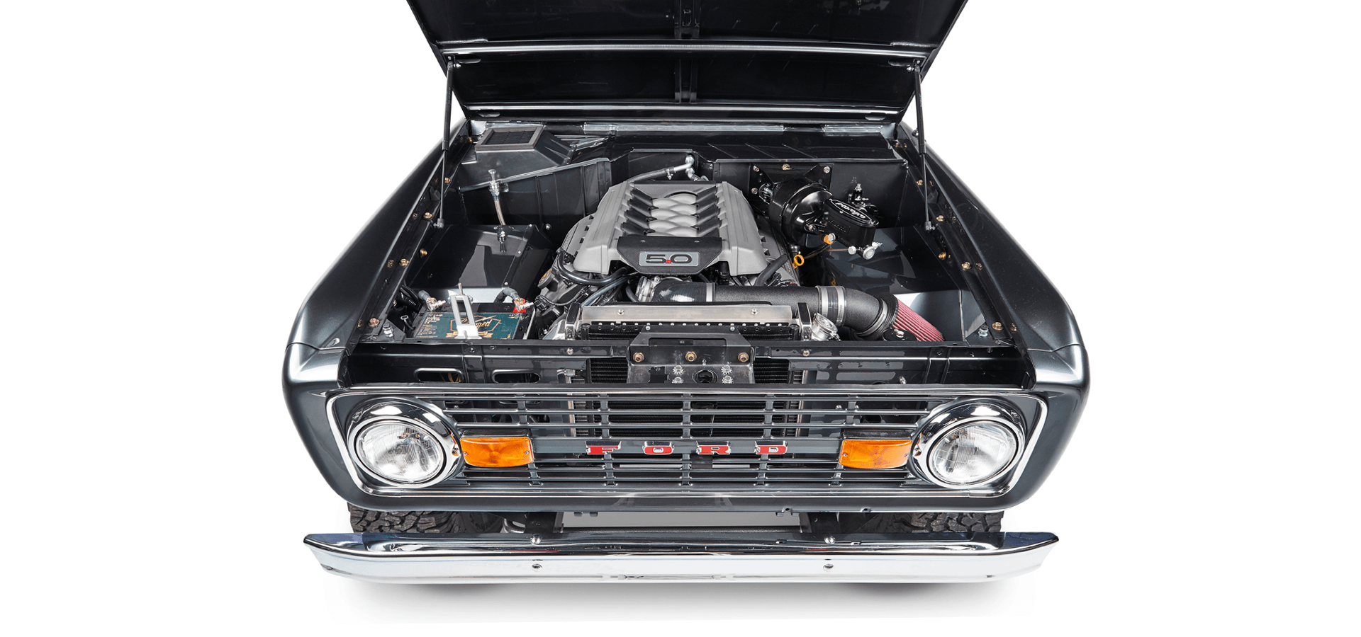 Classic Ford Bronco engine bay