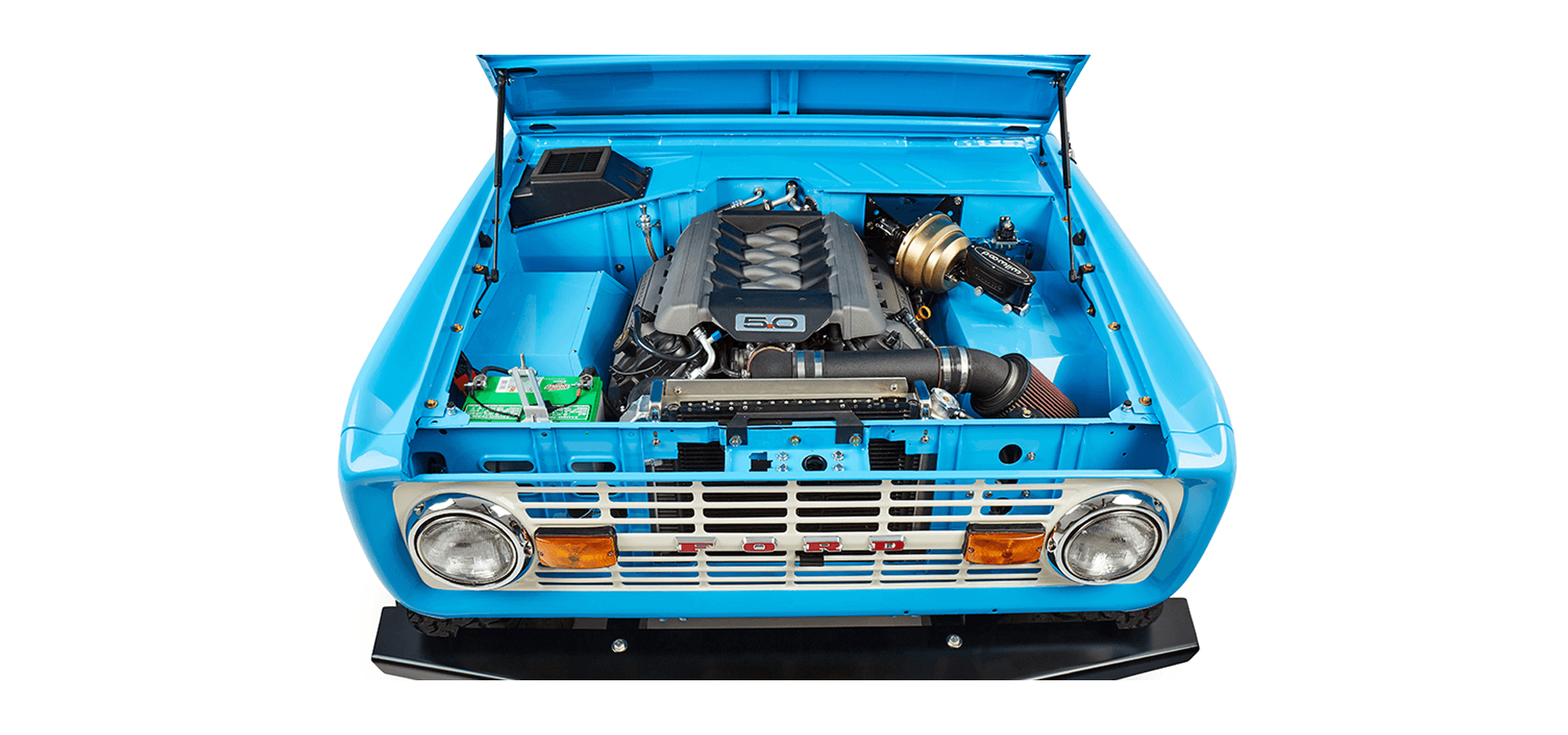 Classic Ford Bronco engine bay