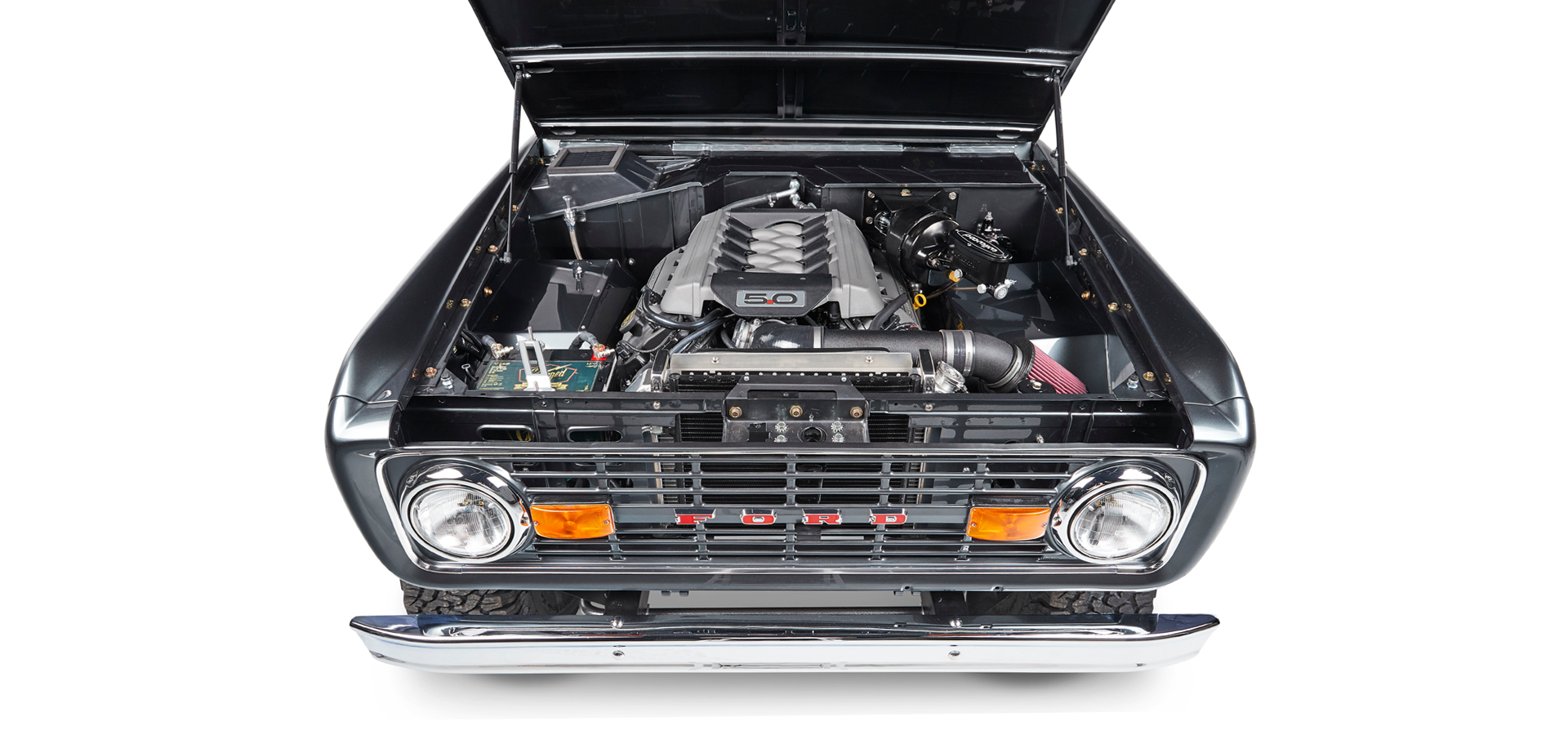 Classic Ford Bronco engine bay