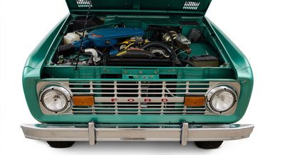 Restored Ford Bronco 1977 Light Jade 302 v8 with Wimbledon White Hard Top