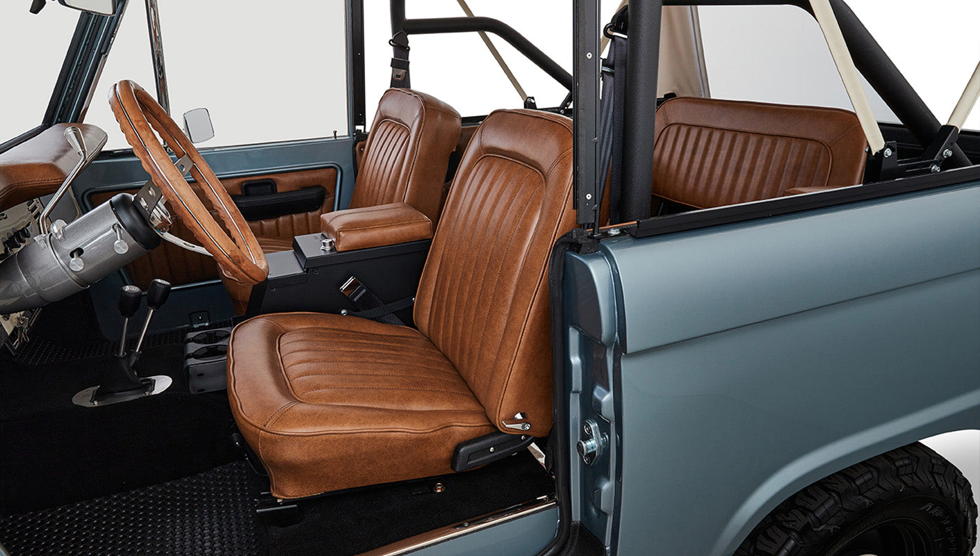 Ford Bronco 1968 Winchester Gray 302 Series with White Soft Top Custom Leather Interior