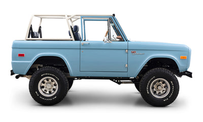 Ford Bronco 1969 Frozen Blue Coyote Series with Custom Leather Interior and Teak Boat Flooring