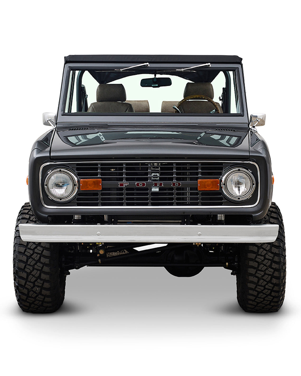 1969 For Bronco 302 Series in Magnetic Gray with Custom Cigar Leather Interior and Bikini Top