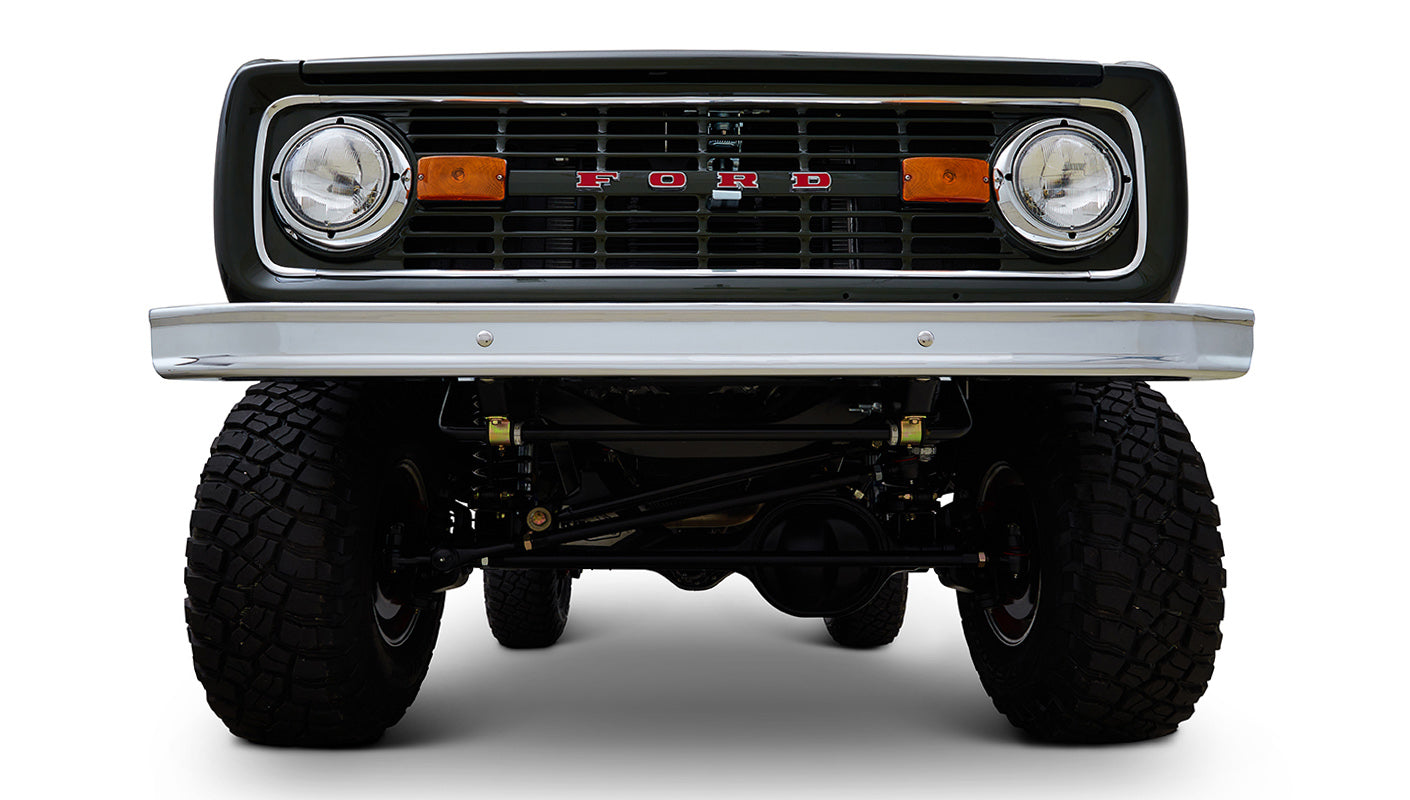 Classic Ford Bronco Ford Bronco 1969 Misty Green Coyote Series Front Undercarriage series