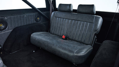 Ford Bronco 1970 in Black with Black bedlined hard top with custom straight stitch interior